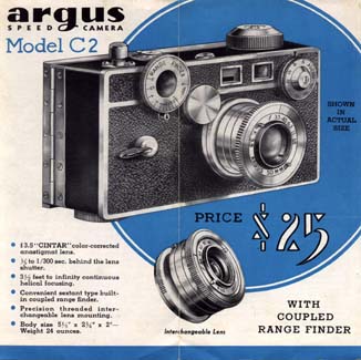 argus c, c2 vintage film camera, the brick 1938